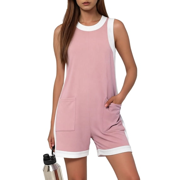 DailyTrove Women's Sleeveless Contrast Trim Tank Dress - Slim Fit Casual Mini Dress with Pockets for Summer