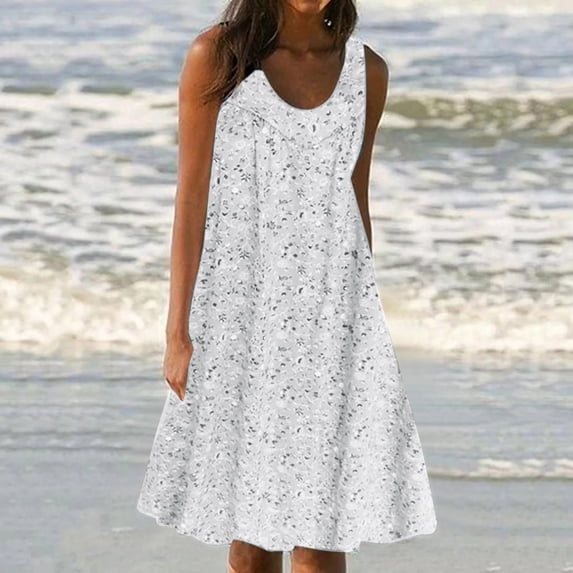 DailyTrove Women's Pink Floral Print Sleeveless Midi Dress, Casual Garden & Beach Wear, Lightweight Rayon Blend, Fit & Flare