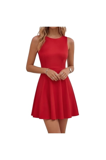 red halter neck skater dress Mini Champagne evening gown