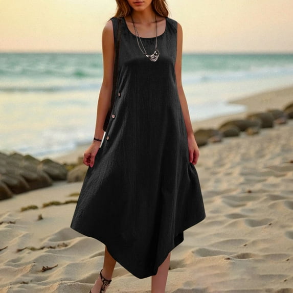 DailyTrove Women's Sleeveless High Low Hem Maxi Dress, Dramatic Outerwear for Summer Evening Gatherings Special Occasions