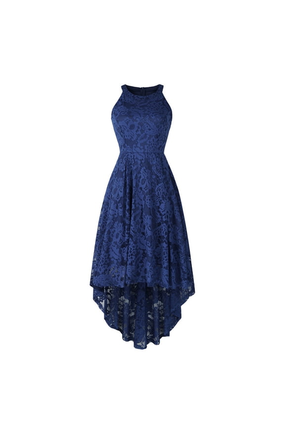 Women's Sleeveless Lace Dress-Asymmetric Hem-Polyester-for Evening Event/Cocktail-Flattering Asymmetric