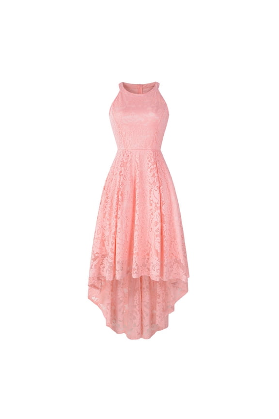 Women's Sleeveless Lace Dress-Asymmetric Hem-Polyester-for Evening Event/Cocktail-Flattering Asymmetric