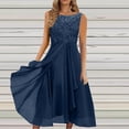 thumbnail image 1 of DailyTrove Women's Sleeveless Midi Dress-Fit & Flare-Chiffon-for Beach Vacation/Evening Event-Embroidered Detail, 1 of 6