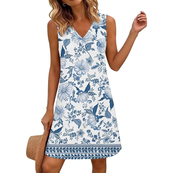 DailyTrove Women's Sleeveless Paisley Print Swing Dress, Bohemian Summer Style