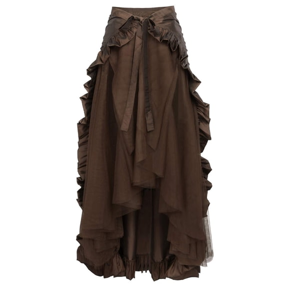 DailyTrove Women's Sleeveless Ruffle Maxi Dress, Asymmetric Hem, Bohemian & Festival Wear, Artistic Fit
