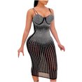 thumbnail image 1 of DailyTrove Women's Sleeveless Sequin Bodycon Dress, V-Neck, Party & Nightclub Wear, Fit, 1 of 4