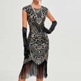 thumbnail image 1 of DailyTrove Women's Sleeveless Sequin Flapper Dress, Fringe Trim, Great Gatsby & Themed Party Wear, Dramatic Fit, 1 of 6
