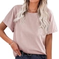 thumbnail image 1 of DailyTrove Women's Solid Color Oversize Short Sleeve T-Shirt - Casual Loose Tee, Comfortable for Lounge & Streetwear, 1 of 6