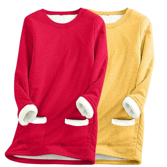 DailyTrove Women's Solid Color Pocketed Top, Long Sleeve, Casual Outdoor & Lounge Wear, Soft Cotton Blend, Plus Size Friendly