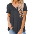 thumbnail image 1 of DailyTrove Women's Solid Color Split Hem Short Sleeve Tee - Crew Neck Casual T-Shirt, Trendy for Everyday & Layering, 1 of 2