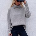 thumbnail image 1 of DailyTrove Women's Solid Color Turtleneck Knit Sweater, Long Sleeve, Casual Office & Winter Wear, Durable Wool Blend, Slim Fit, Plus Size Friendly, 1 of 6