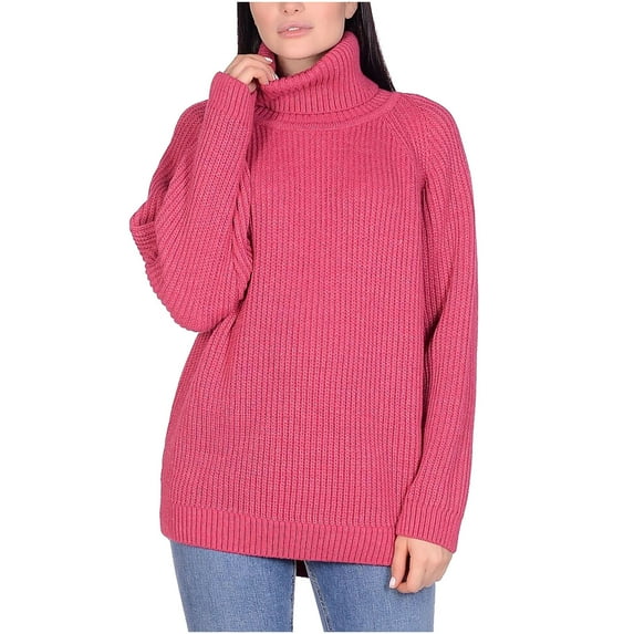 DailyTrove Women's Solid Color Turtleneck Sweater, Long Sleeve, Winter Office & Lounge Wear, Soft Wool Blend, Plus Size Friendly
