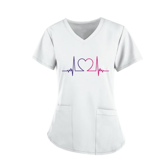 DailyTrove Women's Solid Color V-Neck Scrub Top - Lightweight Medical Top, Practical for Nursing Work