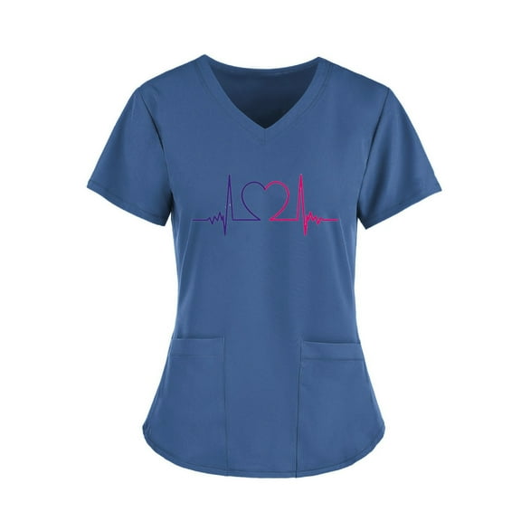 DailyTrove Women's Solid Color V-Neck Scrub Top - Lightweight Medical Top, Practical for Nursing Work