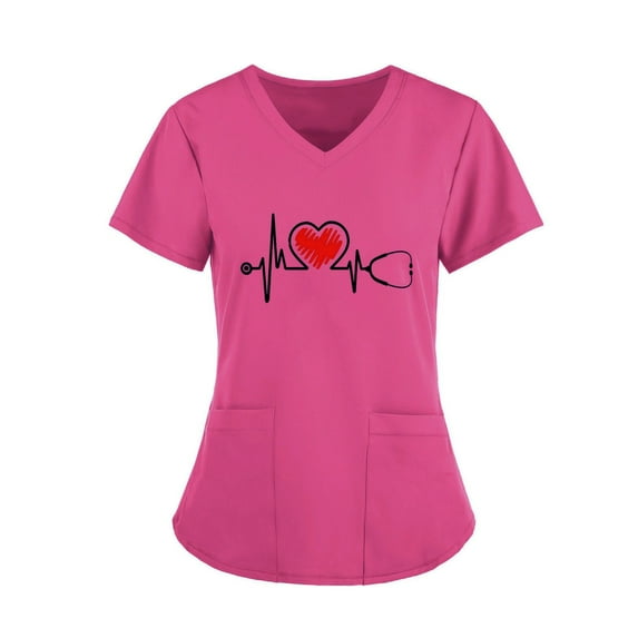 DailyTrove Women's Solid Color V-Neck Scrub Top - Medical Uniform, Comfortable for Healthcare Workers