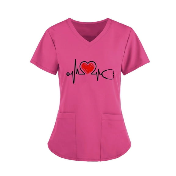 DailyTrove Women's Solid Color V-Neck Scrub Top - Medical Uniform, Comfortable for Healthcare Workers