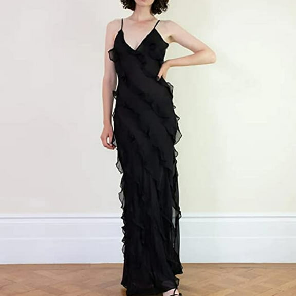 DailyTrove Women's Strapless Maxi Dress-Floor-Length-Chiffon-For Formal Event-Dual Red & Black Styles