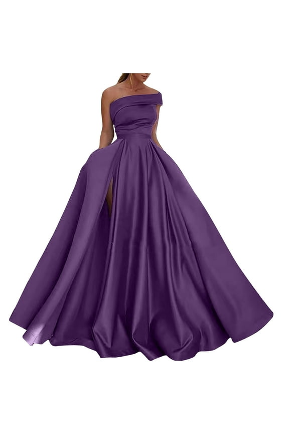 Women's Strapless Satin Ball Gown, Full Skirt, Formal Event & Prom Wear, Elegant Fit