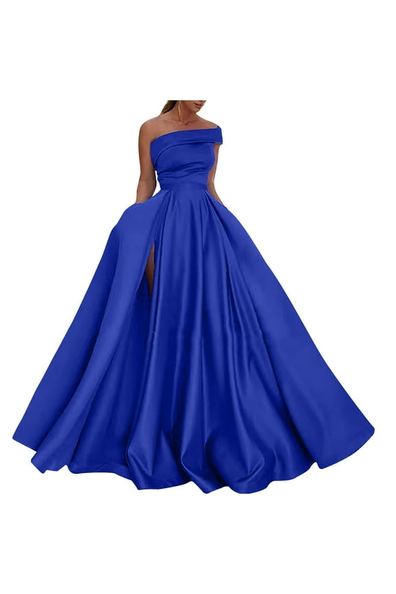 Women's Strapless Satin Ball Gown, Full Skirt, Formal Event & Prom Wear, Elegant Fit
