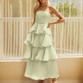 thumbnail image 1 of DailyTrove Women's Strapless Tiered Maxi Dress-Sleeveless-Ruffle Skirt-Chiffon-for Bridesmaid/Summer Gala-Flowy Tiered Style, 1 of 6