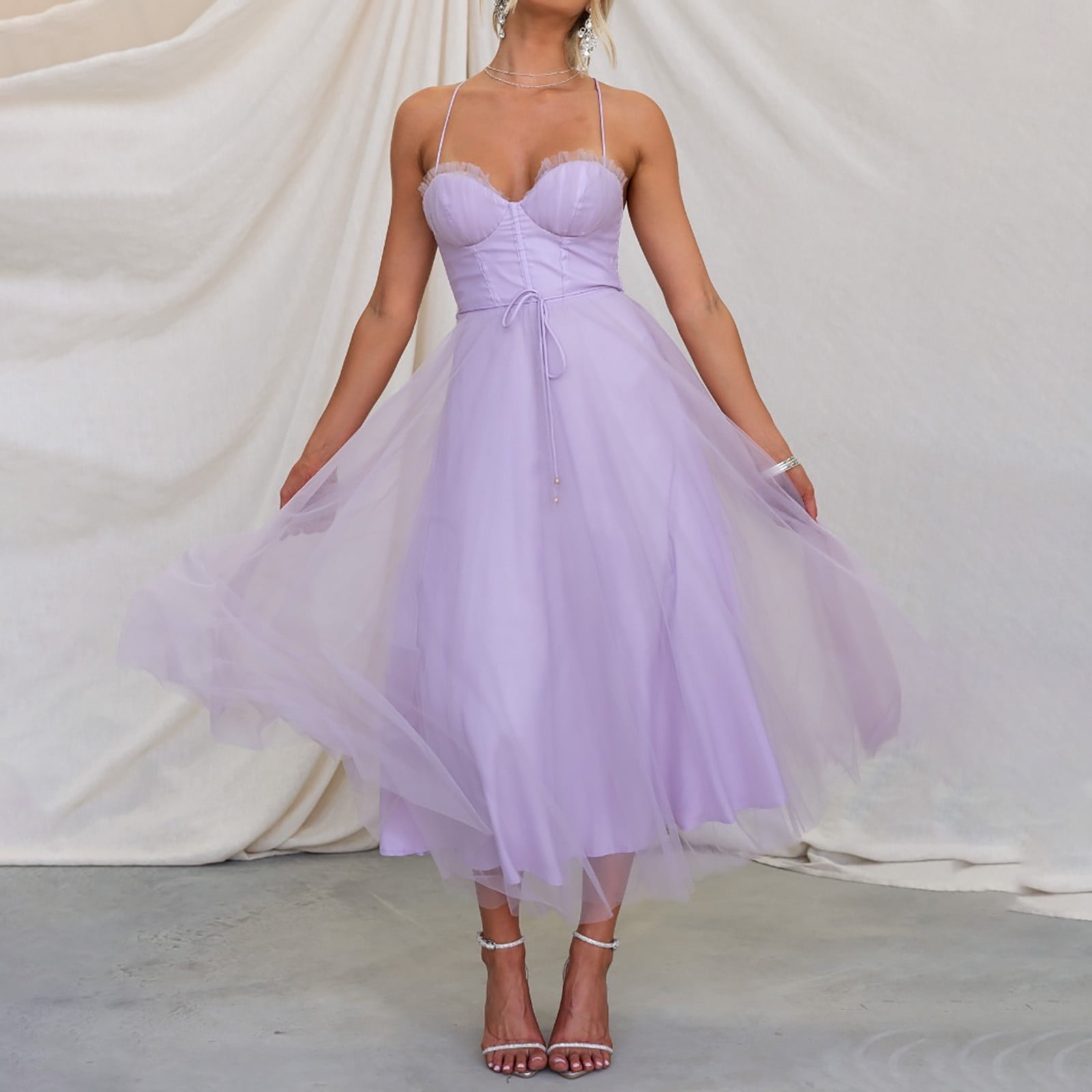 DailyTrove Women's Strapless Tulle Dress-Fit & Flare-Knee-Length-Polyester  Blend-for Wedding Guest/Party-Romantic Tulle - Walmart.com