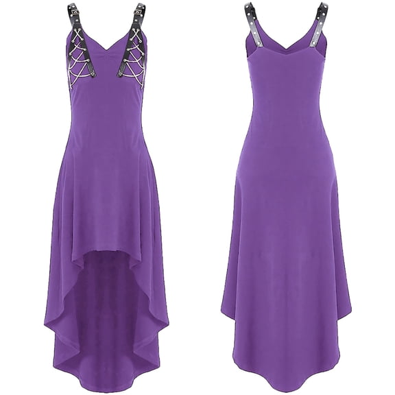 DailyTrove Women's Strappy Asymmetrical Hem Midi Dress - Polyester Casual & Formal Gown, Flattering for Events & Work for women