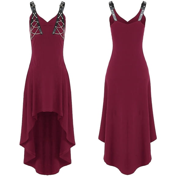 DailyTrove Women's Strappy Asymmetrical Hem Midi Dress - Polyester Casual & Formal Gown, Flattering for Events & Work for women