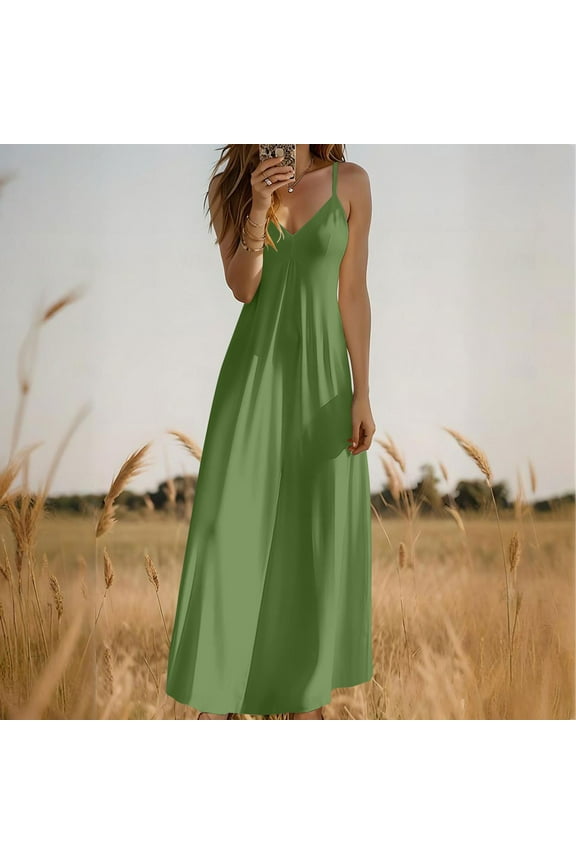 Women's Strappy Loose Maxi Dress, Minimalist Outerwear for Summer Beach Weddings Casual Vacations