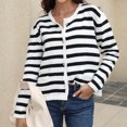 thumbnail image 1 of DailyTrove Women's Striped Hooded Cardigan, Long Sleeve, Casual Gym & Lounge Wear, Lightweight , Plus Size Friendly, 1 of 5