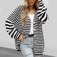 thumbnail image 1 of DailyTrove Women's Striped Knit Cardigan, Long Sleeve, Casual Lounge & Weekend Wear, Soft Cotton Blend, Relaxed Fit, Plus Size Friendly, 1 of 6