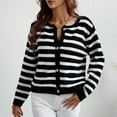 thumbnail image 1 of DailyTrove Women's Striped Knit Cardigan, Long Sleeve, Casual Office & Weekend Wear, Soft Wool Blend, Plus Size Friendly, 1 of 5