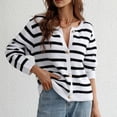 thumbnail image 1 of DailyTrove Women's Striped Knit Cardigan, Long Sleeve, Casual Office & Weekend Wear, Soft Wool Blend, Plus Size Friendly, 1 of 5