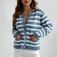 thumbnail image 1 of DailyTrove Women's Striped Knit Cardigan, Long Sleeve, Casual Office & Weekend Wear, Soft Wool , Plus Size Friendly, 1 of 5