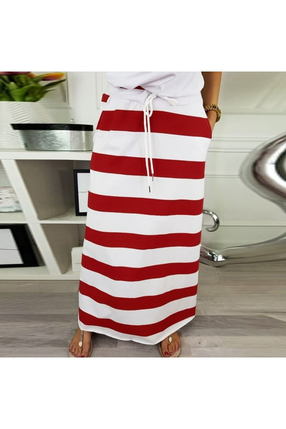 Women's Striped Midi Dress, Classic Outerwear for Spring/Summer Daily Wear & Casual Gatherings for women