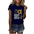 thumbnail image 1 of DailyTrove Women's Sunflower & American Flag Graphic T-Shirt - Short Sleeve Casual Tee, Patriotic for 4th of July & Daily, 1 of 3