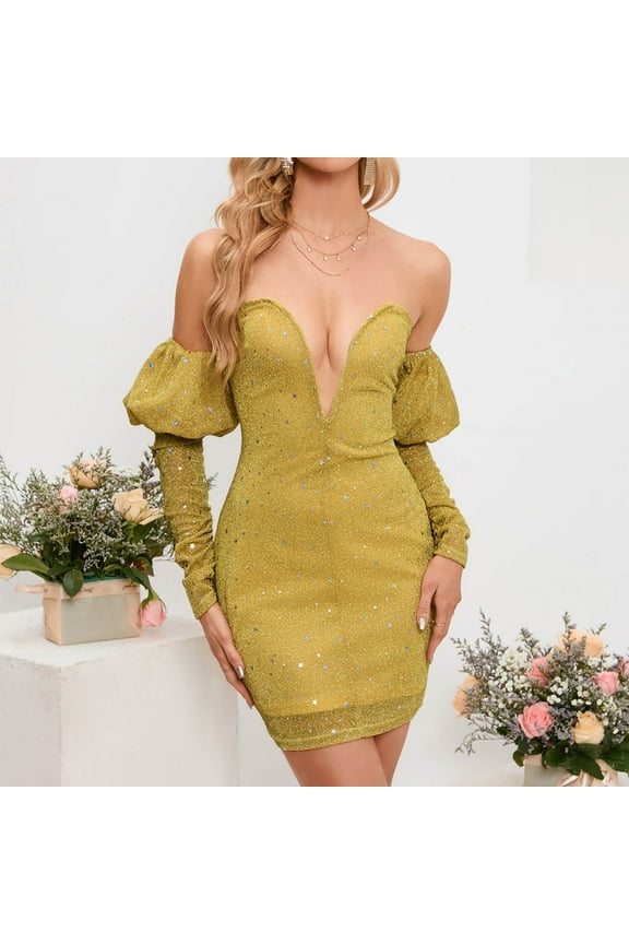 Women's Sweetheart Neckline Mini Dress-Puff Sleeve-Bodycon-Polyester-for Club/Party-Trendy Puff Sleeve