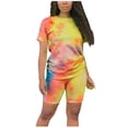 thumbnail image 1 of DailyTrove Women's Tie-Dye Casual Two-Piece Set (Short Sleeve Tee + Shorts) - Vibrant for Lounge & Beach Days, 1 of 1