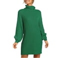 thumbnail image 1 of DailyTrove Women's Turtleneck Fit & Flare Dress, Long Sleeve, Casual Office & Evening Wear, Soft Wool Blend, Relaxed Fit, Plus Size Friendly, 1 of 5