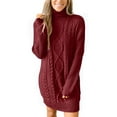 thumbnail image 1 of DailyTrove Women's Turtleneck Sweater Dress, Long Sleeve, Winter Office & Lounge Wear, Soft Wool Blend, Plus Size Friendly, 1 of 5