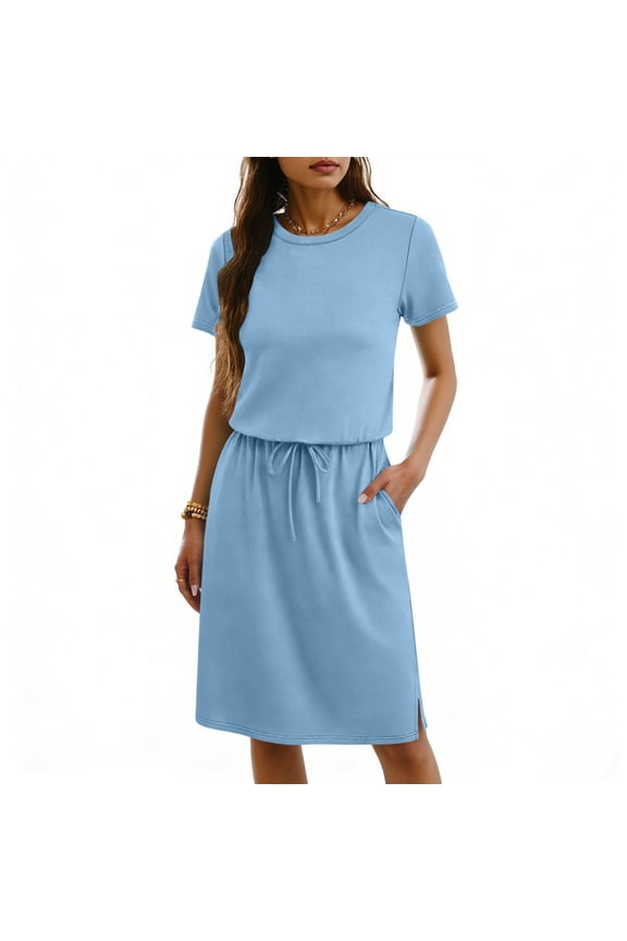 Women's Two-Piece Short Sleeve Top & Midi Skirt Set, Co-Ord Outfit
