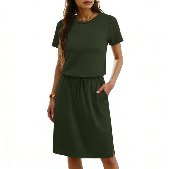 DailyTrove Women's Two-Piece Short Sleeve Top & Midi Skirt Set, Co-Ord Outfit