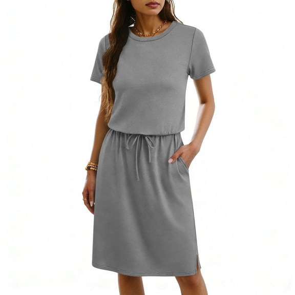 DailyTrove Women's Two-Piece Short Sleeve Top & Midi Skirt Set, Co-Ord Outfit