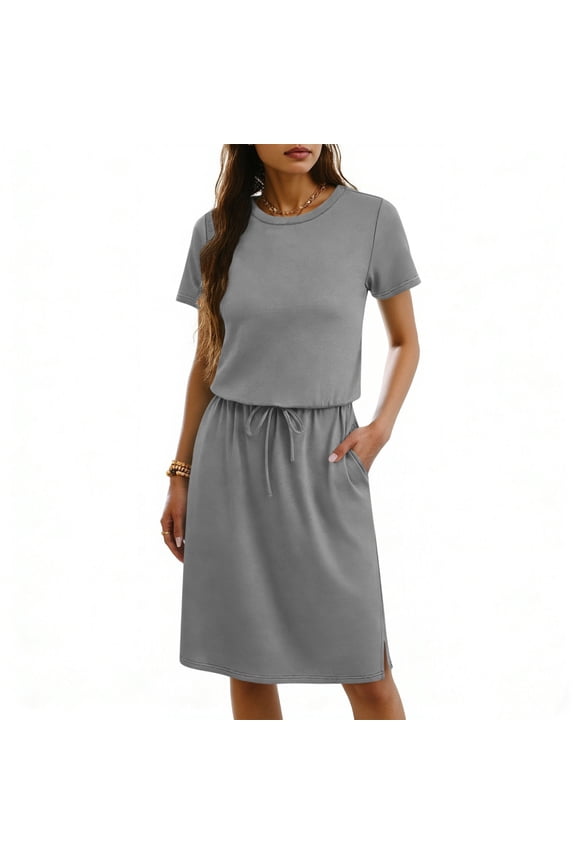 Women's Two-Piece Short Sleeve Top & Midi Skirt Set, Co-Ord Outfit