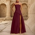 thumbnail image 1 of DailyTrove Women's Two-Tone Strapless High-Slit Maxi Dress - Polyester Formal Evening Gown, Edgy for Galas & Weddings, 1 of 6