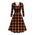 thumbnail image 1 of DailyTrove Women's V-Neck Short-Sleeve Plaid Tie-Waist Midi Dress, Versatile Outerwear for Office Commute & Brunch Dates, 1 of 5