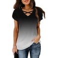 thumbnail image 1 of DailyTrove Women's V-Neck Short Sleeve Regular Fit Gradient Flutter Sleeve Top - Date Wear,Multicolor,S, 1 of 6