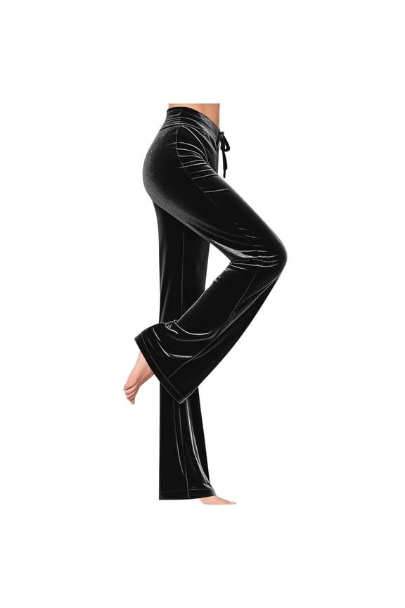 Women's Velvet Wide-Leg Pants - Chic Casual Outings & Stylish Looks