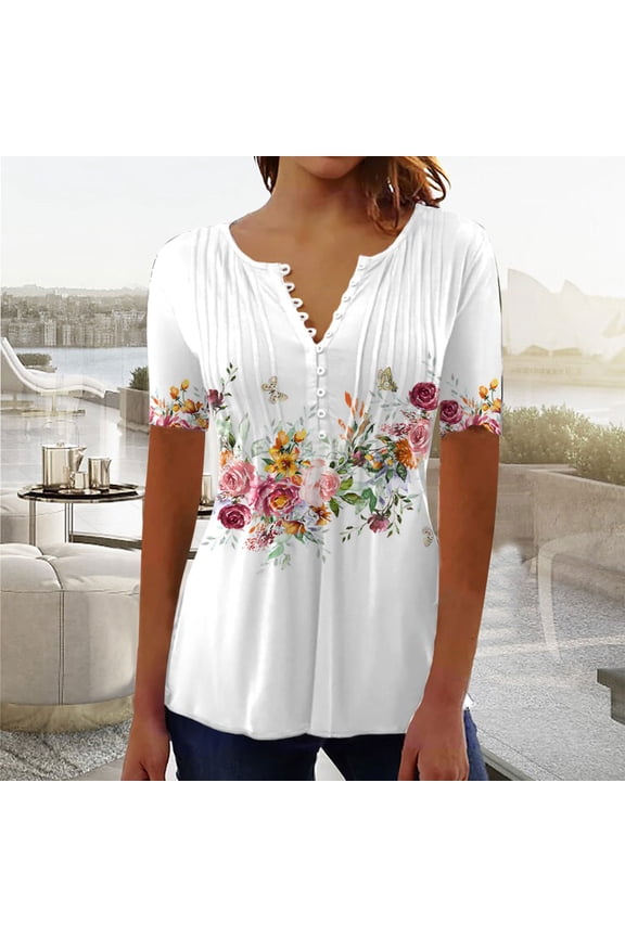 Women's White Lace Floral Embroidered Top - Short Sleeve Casual Blouse, Romantic for Dates & Gatherings