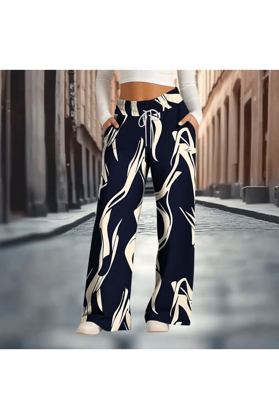 Women's Wide-Leg Lounge Pants - Abstract Art Print Unique Stylish Home & Loungewear