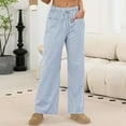 thumbnail image 1 of DailyTrove Women's Wide-Leg Lounge Pants - Thin Stripe Print Casual Relaxed Everyday Home Wear, 1 of 6